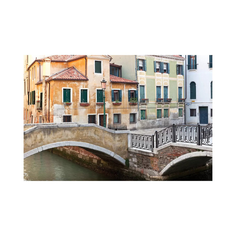 Italy, Venice. Canal bridge and buildings. 1 Piece Wrapped Canvas Wall Art, 30.48cm H x 30.48cm W