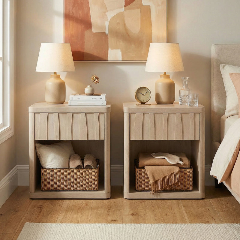 Mahlea 58cm W 1 Drawer Nightstand, Birch