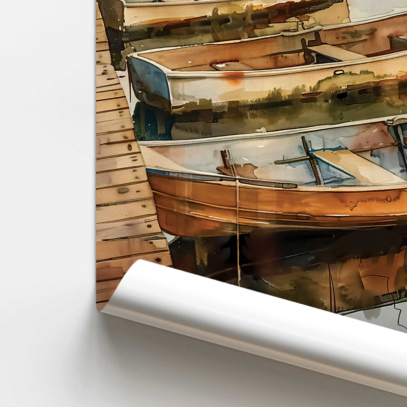 «Canoes at Rest», impression roulée, H 14 po x l 11 po