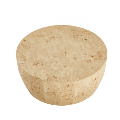 34.65" High-Quality MDF Natural Color Round Table, Modern Industrial Natural Fully Assembled Drum Coffee Table, Suitable For Home&Kitchen