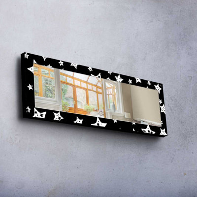 Elegant Decorative Mirror with 100% Pine Wood Frame, 15.7 x 47.2 inches | Real Glass Mirror (Thickness: 0.2 inches) | Stylish Fabric Painting | Ideal for Living Room, Bedroom & Entryway Decor