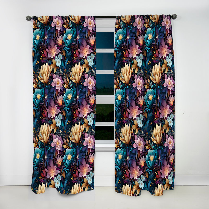 Motif marocain Boho Motif V - Rideau floral - Rideau floral obscurcissant - 1 panneaux, L 52 po x L 120 po