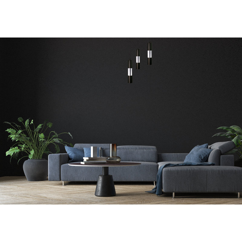 Carron 3 - Light Pendant,  Black/Silver, No