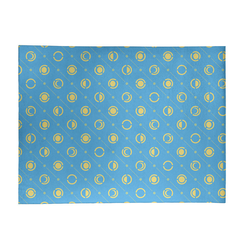 Tapis bleu/jaune lune phases, Rectangle 5 pi x 7 pi