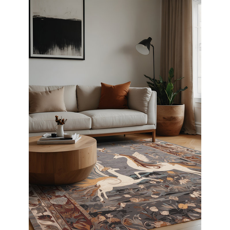 Tapis gris lavable à la machine, Carré 4 pi