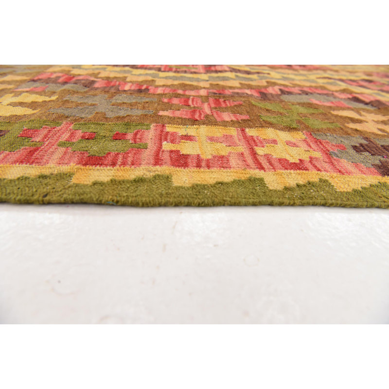 Tapis de zone en laine 3 pi 5 po x 4 pi 9 po main-of-kind noué la brown Doorfield