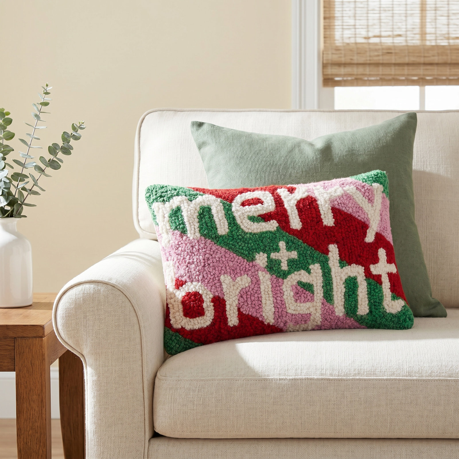 12" x 8" Merry + Bright Throw Pillow