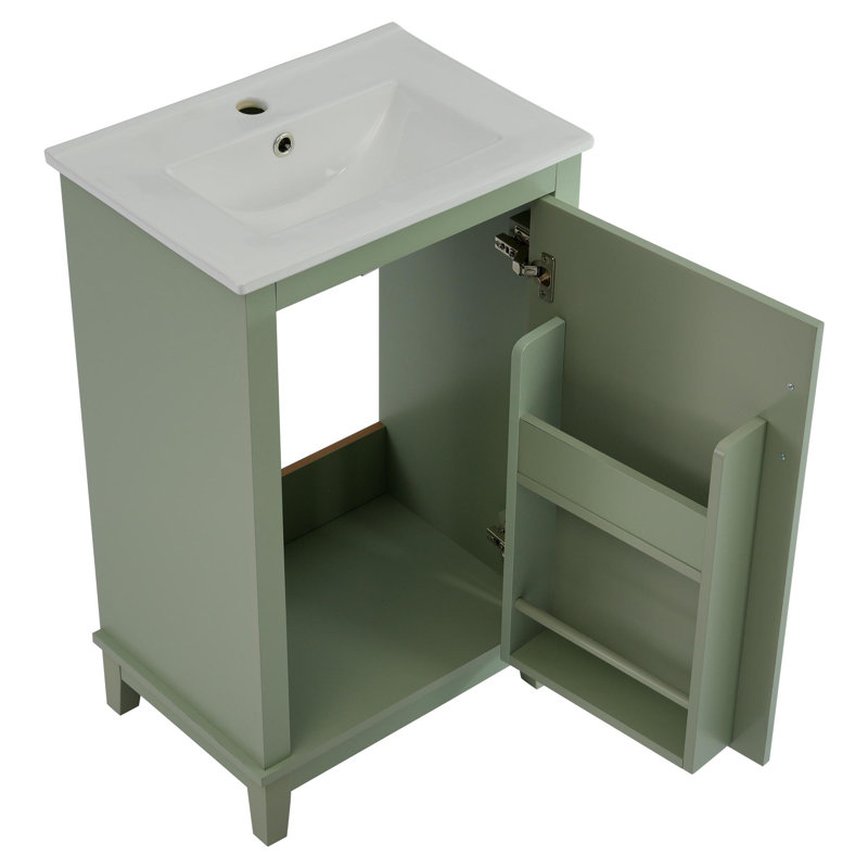 20 Inch Small Bathroom Vanity, Green, Gold