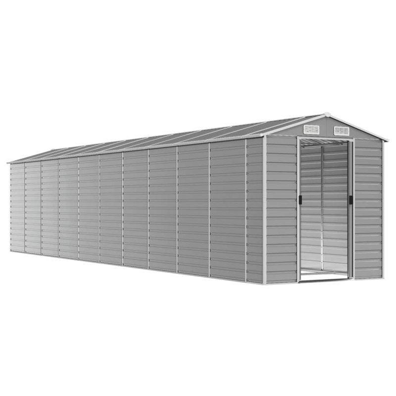 Grande remise de jardin en acier galvanisé gris clair Vidaxl, Gris, H 78 po x l 352,4 po x P 75,2 po