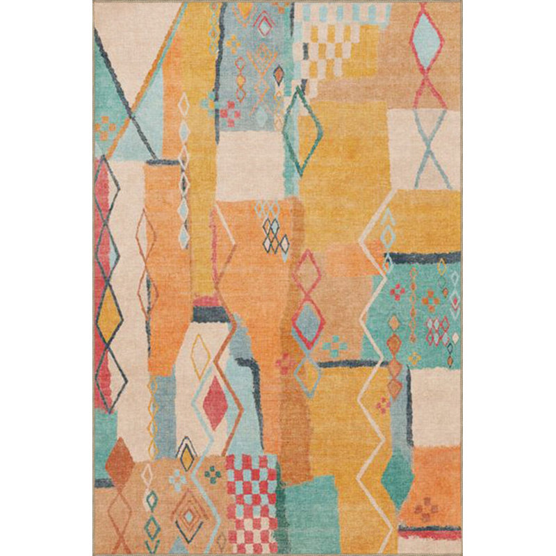 Tapis décoratif à motif géométrique orange lavable, Sous-tapis rectangulaire 3 pi 11 po x 5 pi 11 po i