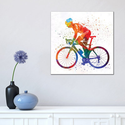 Woman Triathlon Cycling 01 by Paul Rommer - Wrapped Canvas Painting