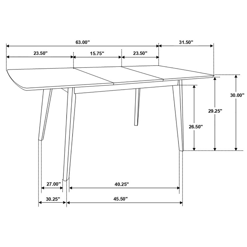 Table de salle à manger rectangulaire, Noyer, H 30,02 po x L 47,27 po x l 31,52 po