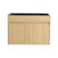 Armoire de salle de bain murale 28 po avec lavabo en acier inoxydable et tuyau de vidange flexible, 2 portes à fermeture douce, chêne, contreplaqué