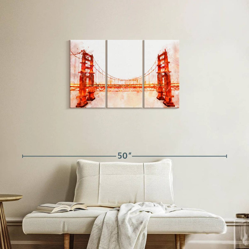 Golden Gate Bridge, aquarelle, H 20 po x l 33 po