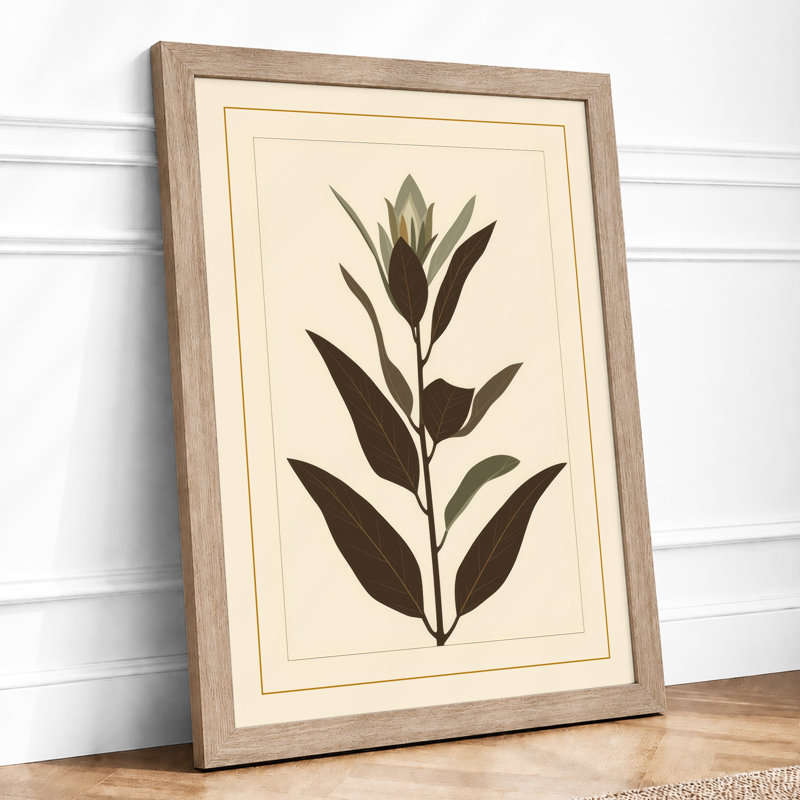 Single Stem Study Botanical - Framed Print, A2 - 59.4 x 42.0 cm, Oak