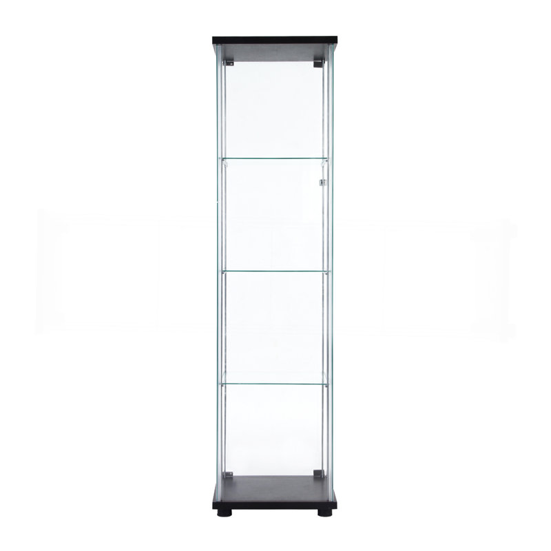Vitrine à une porte avec 4 tablettes, noir