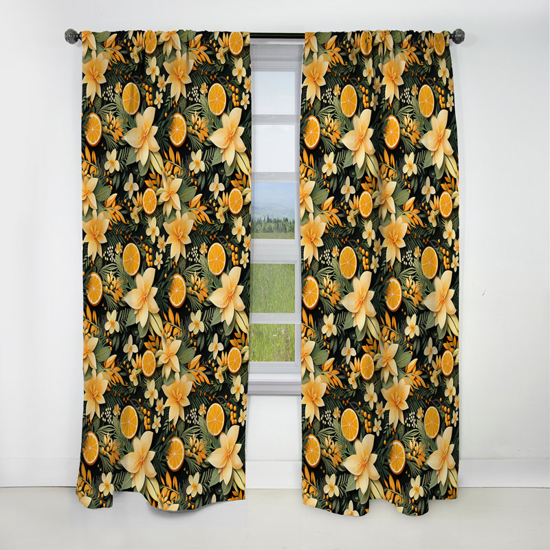 Motif tropical Mango Tango - Rideau floral - Rideau occultant floral - 1 panneau, L 52 po x L 63 po