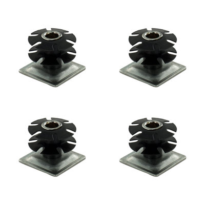 Insert de roulette à filetage étoile double Outwater Industries | Acier traité à la chaleur | Convient aux tubes carrés de 1-1 / 4 pouce de calibre 16 à 18 | FILETAGE: 3 / 8-16 | Paquet de 4