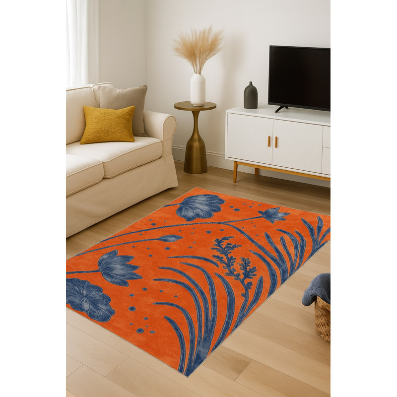 Tapis orange tissé lavable Mosso, 3'3" x 9'10"