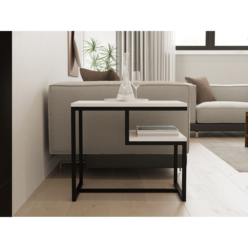 Table basse moderne, blanche, 23,6 po x 20,5 po x 15,7 po | 100% panneau de particules enduit de mélamine, épaisseur: 0,7 pouce | Design élégant avec tablette de 7,1 pouces de hauteur | Parfait pour le salon et les espaces contemporains
