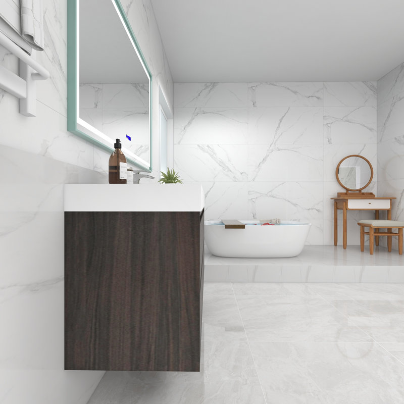60'' Single Bathroom Vanity with Acrylic Top, Gray Oak