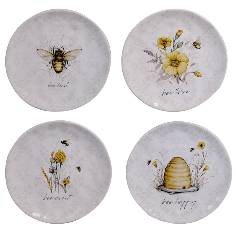Bee Sweet Ceramic 8.5" Salad/Dessert Plates Set of 4