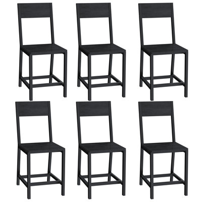 Dining Chair Rustic Wood Chairs with Metal Steel Frame Modern Farmhouse Chair for Kitchen, Bedroom, Living Room（Set of 6）