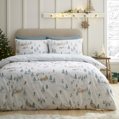 Ski Village Cotton Blend No Pattern Duvet Cover Set