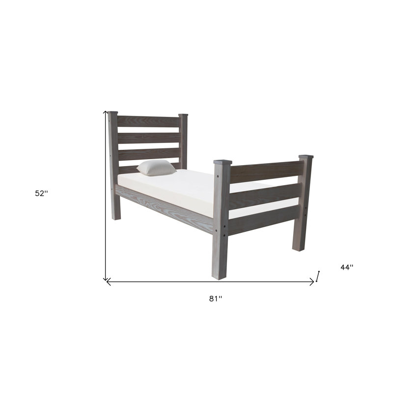 Gray Solid Wood Twin Bed Frame