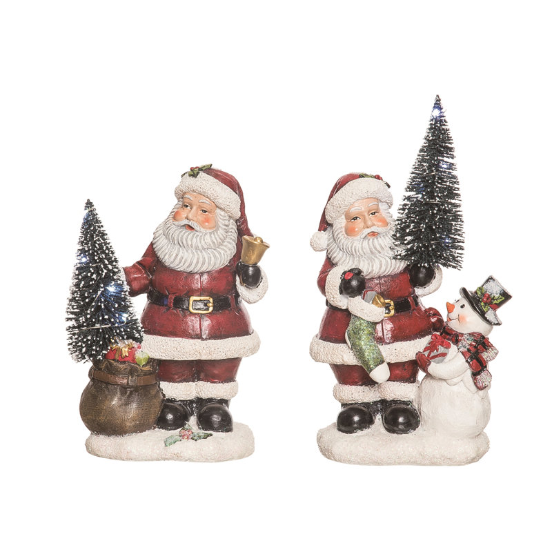 Ensemble de 2 figurines de père Noël et arbre en résine 8,25 po
