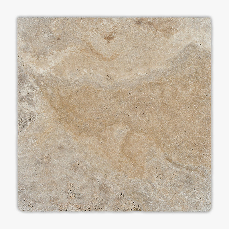 Scabos Tumbled 12x12 Travertine Paver, Brown
