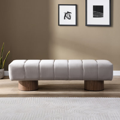 Banc de chambre rembourré, gris, capacité de 300 lb, sans assemblage, poids de la chaussure en tissu gris