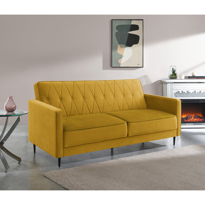 Aticus 3 Seater Sofa Bed, Mustard Velvet