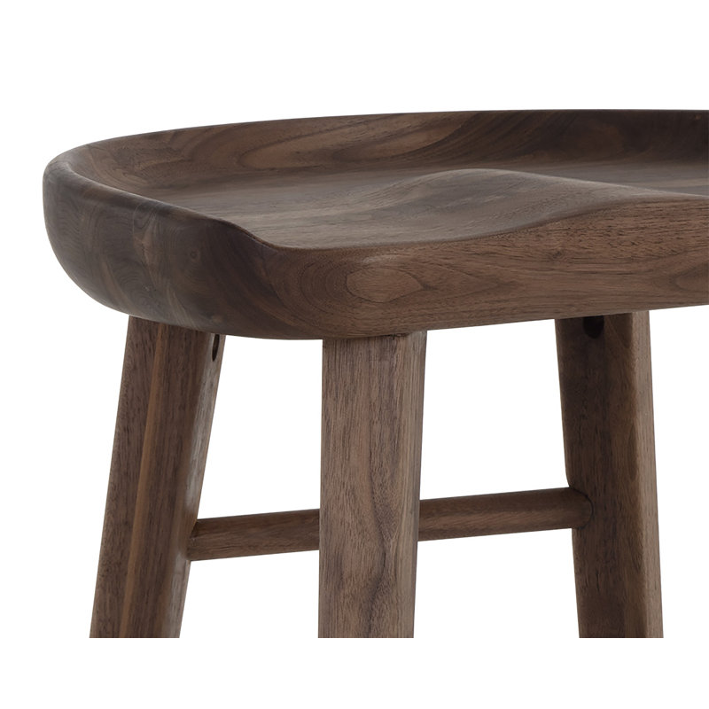 Dominic Upholstered Stool, Counter Stool (26.5" Seat Height), Walnut