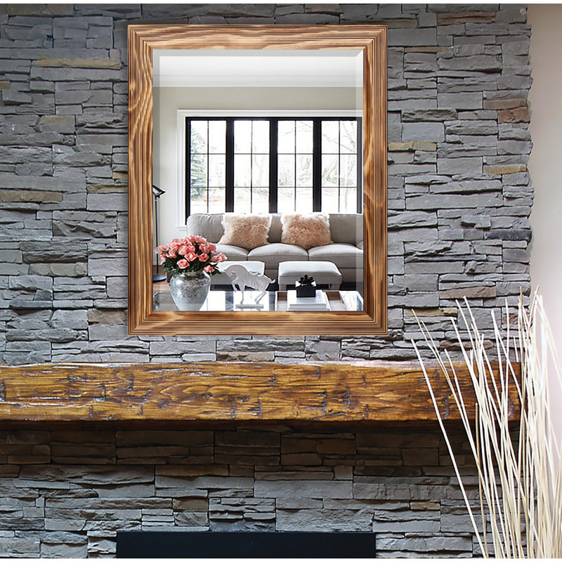 Miroir de salle de bain Kerber, H 37 po x l 33 po, Bois naturel