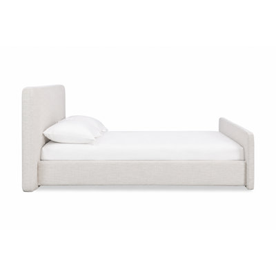 DALINA UPHOLSTERED KING BED WHITE LINEN BLACK