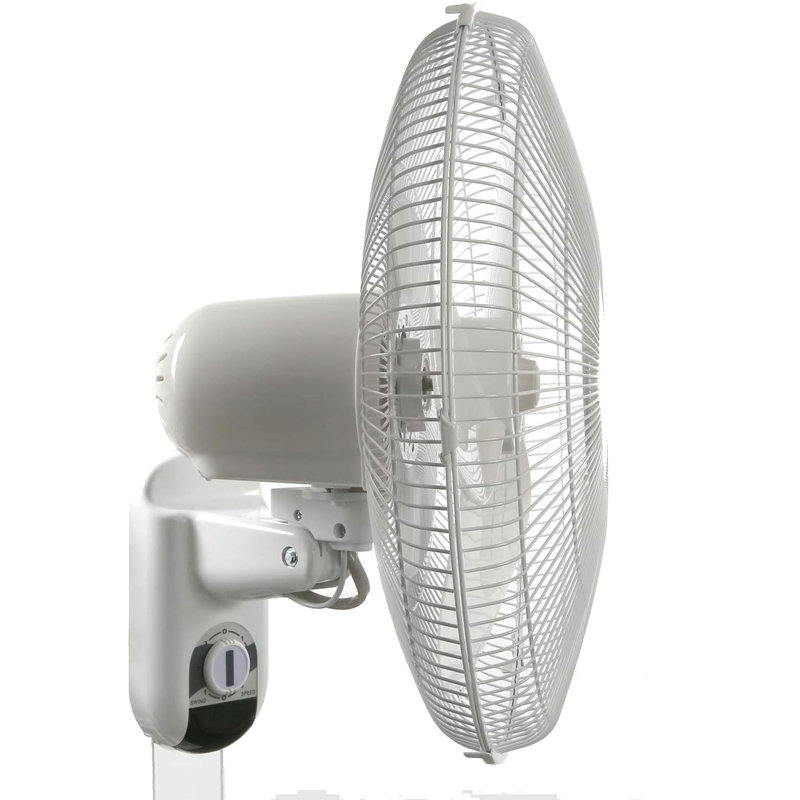 Hurricane 16-Inch White Metal Oscillating Wall Mount Fan