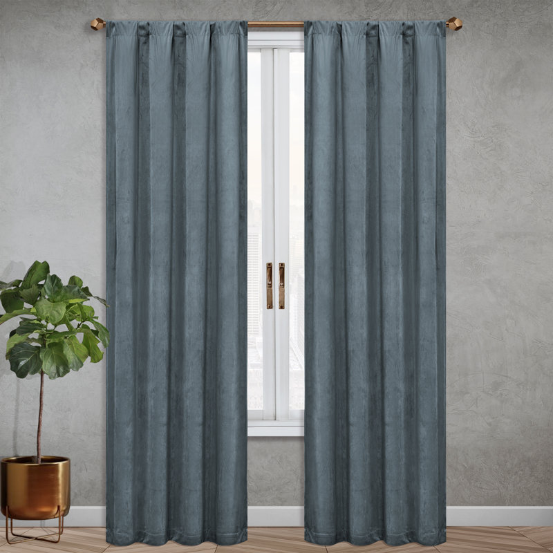 Hollinger Blackout Curtain Pair, 52" W x 95" L, Peacock