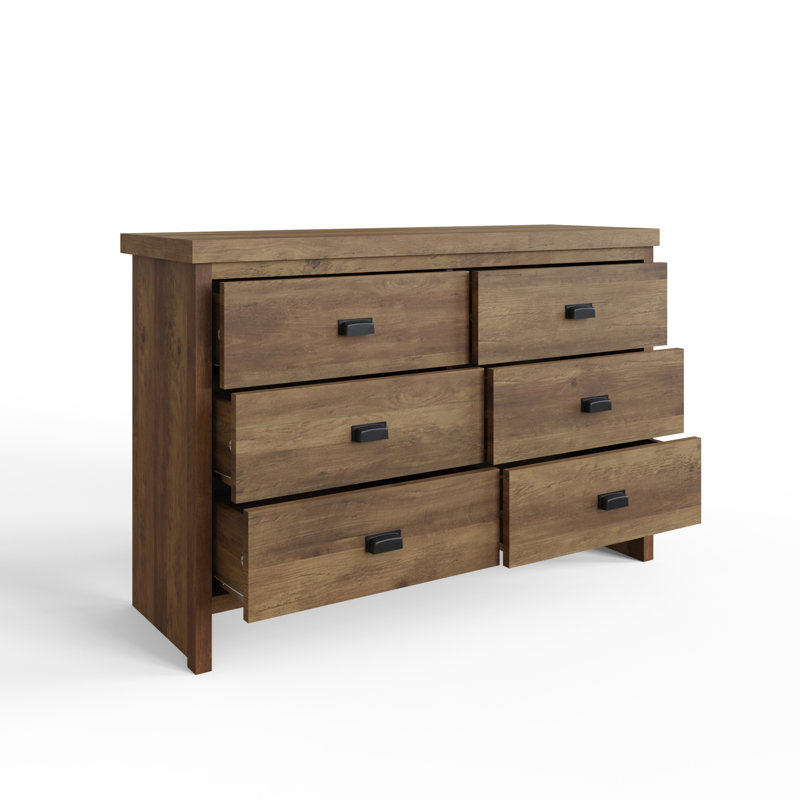 Almudena 112.5 cm W Chest of 6 Drawers, Knotty Oak