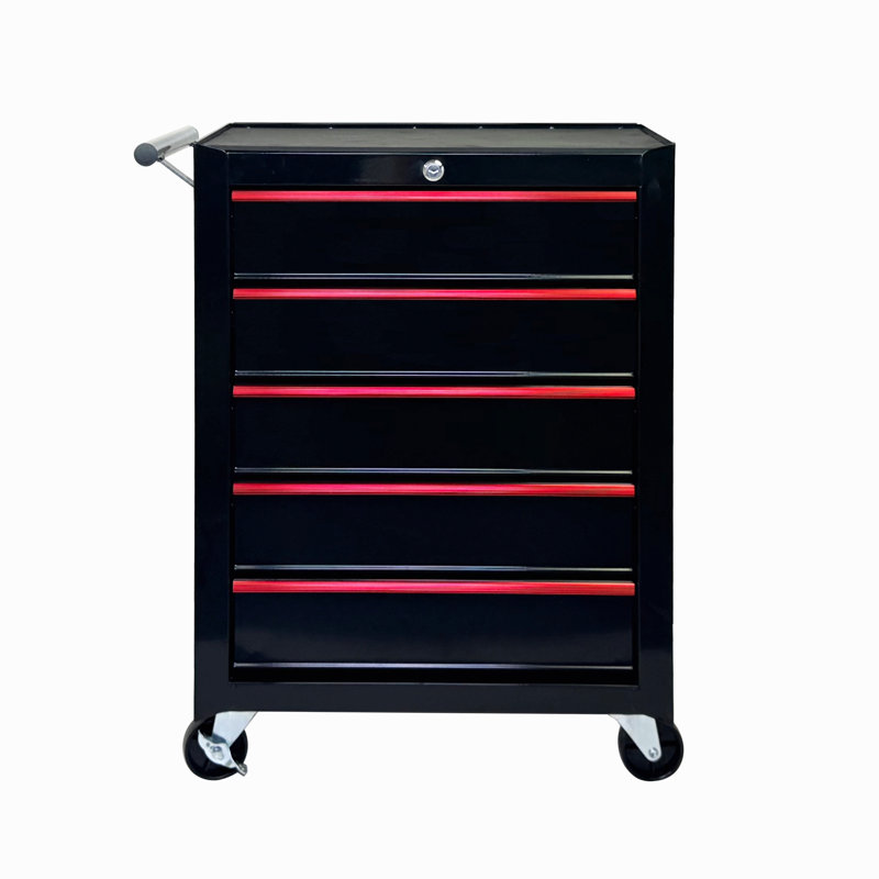 Coffre à outils roulant en métal avec 5 tiroirs, armoire à outils à 5 tiroirs de 20 po avec glissières à roulement à billes, coffre à outils en acier