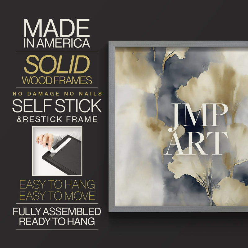Abstract Series-C -Framed Print - Restickable, Grey, 16" H x 20" W