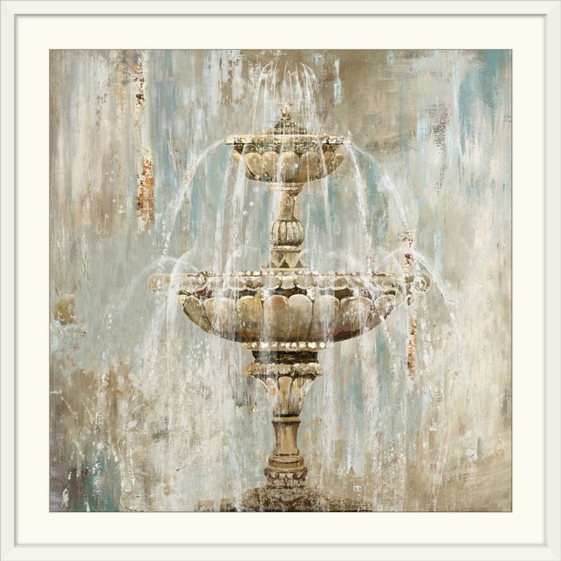 « fontaine », reproduction d’art, H 28 x l 28 po x P 1 po, Cadre blanc