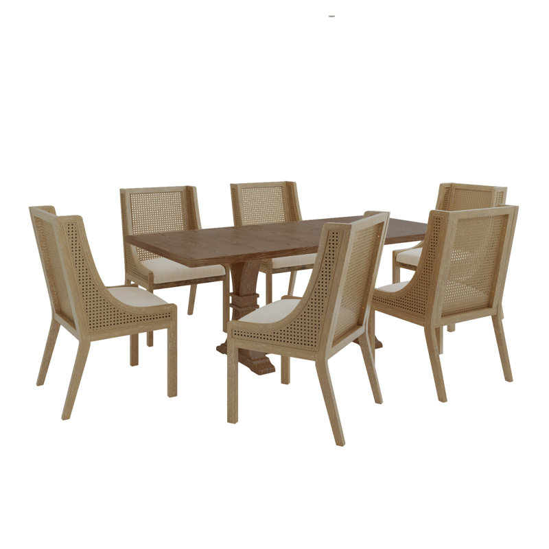 Ensemble de salle à manger Cohe Cane, 7, Beige