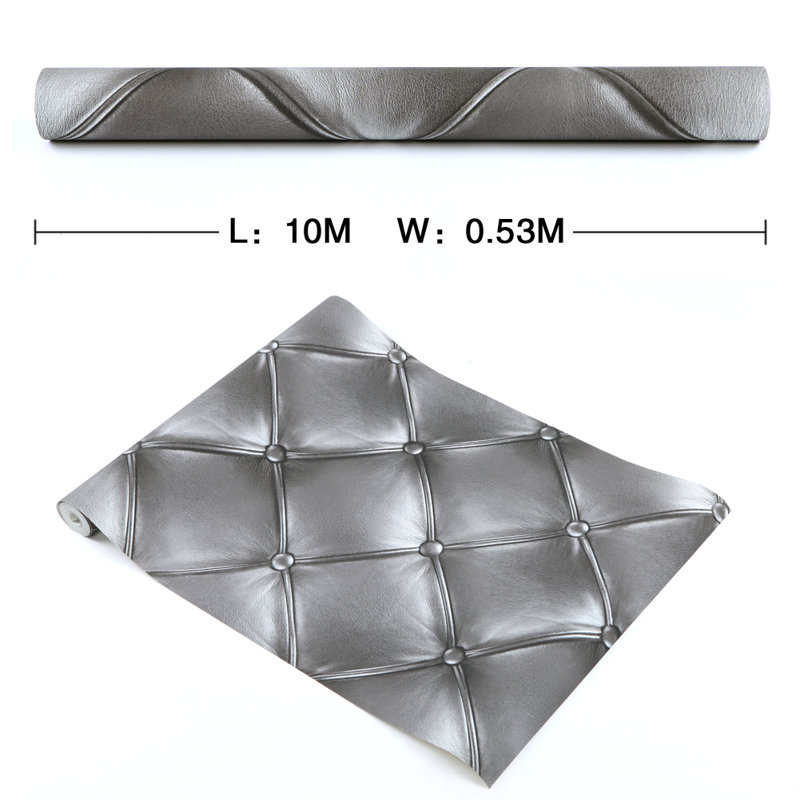 10m x 53cm 3D Embossed Matte Wallpaper Roll, Grey