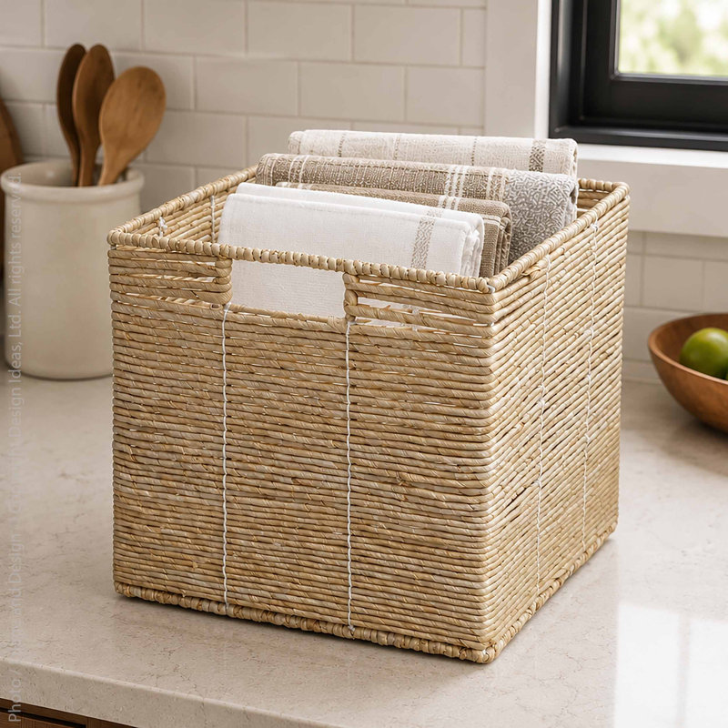 Beachcrest Home™ Crumrine Corn Leaf And Metal Decorative Basket, 13" H x 13" W x 13" D