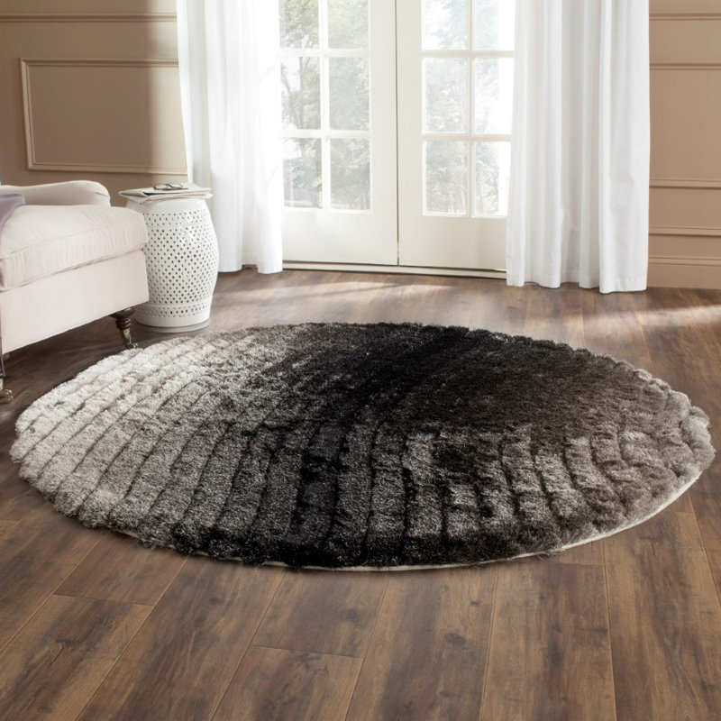 Cimah Shag Hand Tufted Performance Solid Color Rug, Round 6'