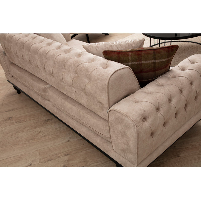 Canapé convertible 86,6 po Ahquan, 100 % polyester beige