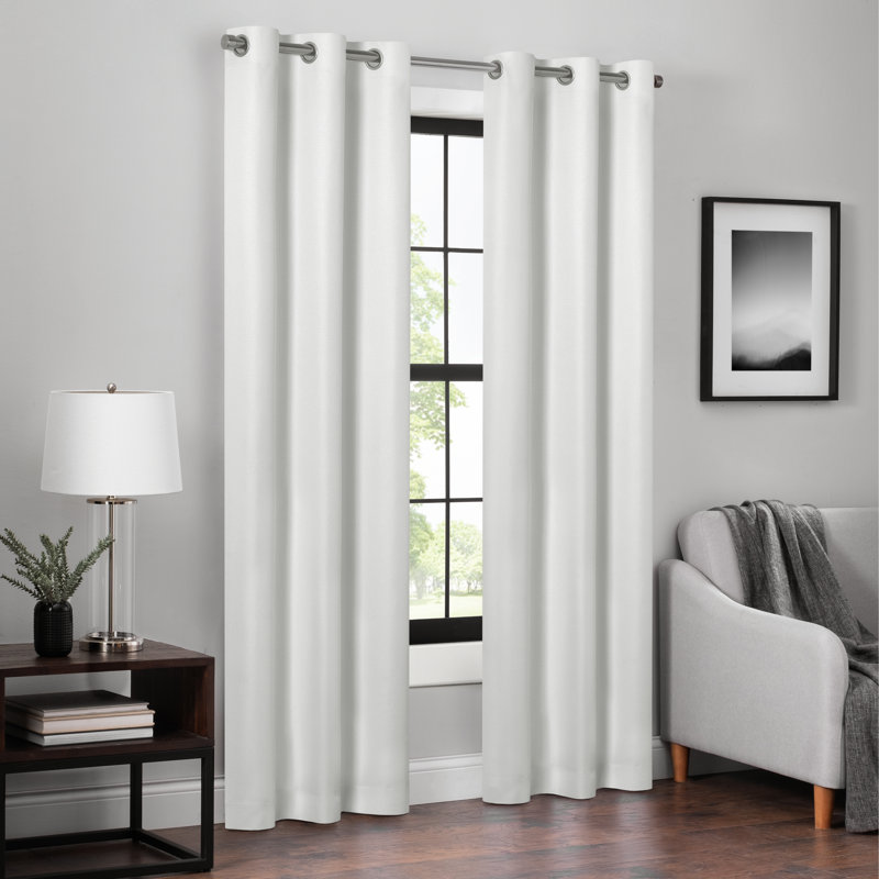 Eclipse Welwick Magnitech 100% Blackout Curtain, Grommet Window Curtain Panel, Seamless Magnetic Closure for Bedroom, Living Room or Nursery, 95 in long x 37 in wide, (2 Panels), White