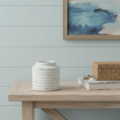 Vase rond en grès blanc 6 "