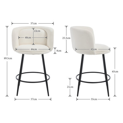 Upholstered Chenille Bar Stool with Iron Frame